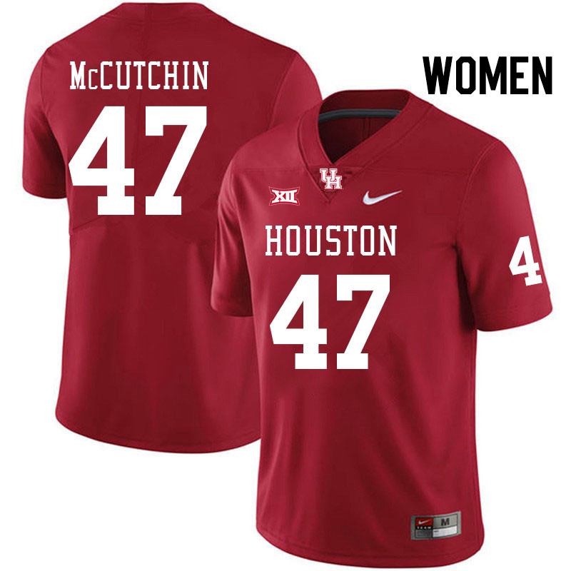 Women #47 Latreveon McCutchin Houston Cougars Big 12 XII College Football Jerseys Stitched-Red - Click Image to Close